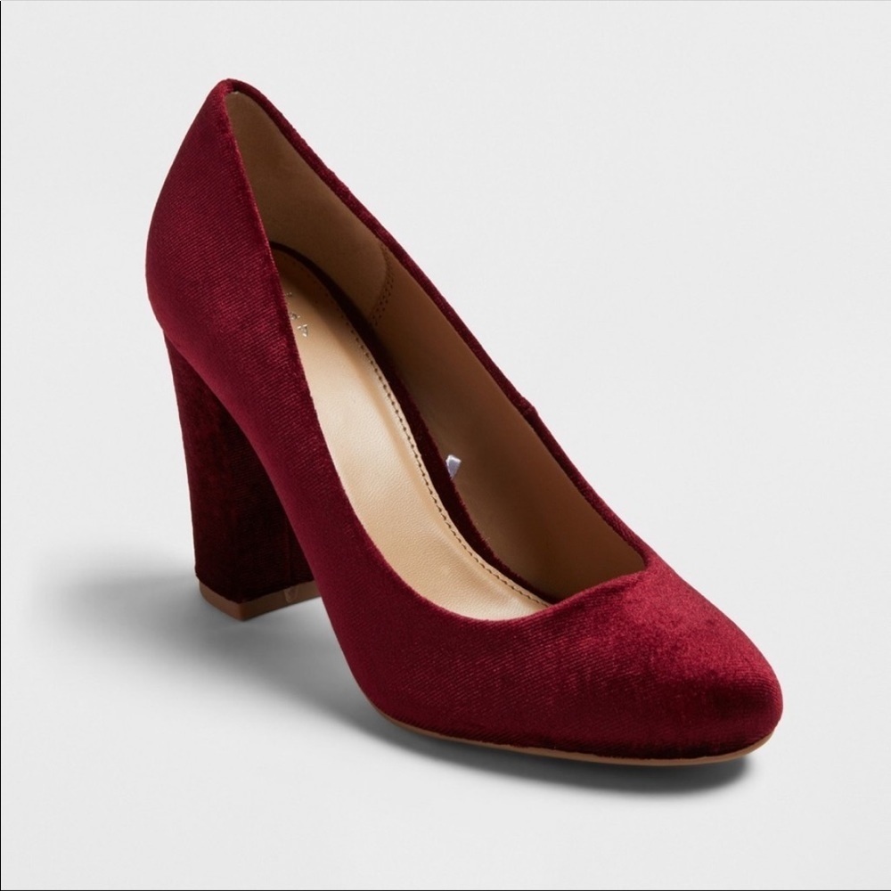 a new day Ellori Velvet Block Heel Pumps Sz 10 Purple Holiday Event Party